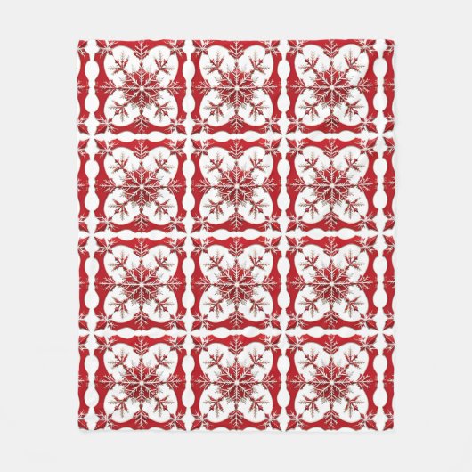 Intricses Red Snowflake Design Fleecedecke (Vorderseite)