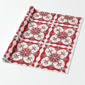 Intricses Red Snowflake Design Geschenkpapier (Ungerollt)