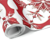 Intricses Red Snowflake Design Geschenkpapier (Rolleneckpunkt)
