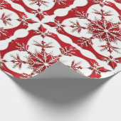 Intricses Red Snowflake Design Geschenkpapier (Ecke)