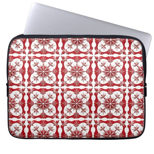 Intricses Red Snowflake Design Laptopschutzhülle (Vorderseite)