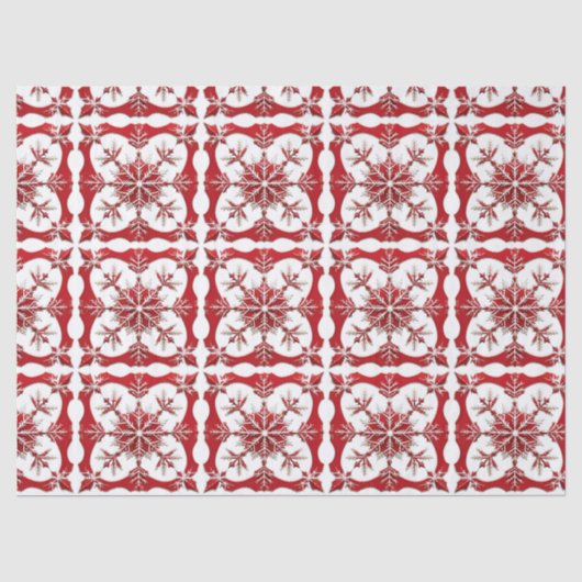Intricses Red Snowflake Design Seidenpapier (Vorderseite)