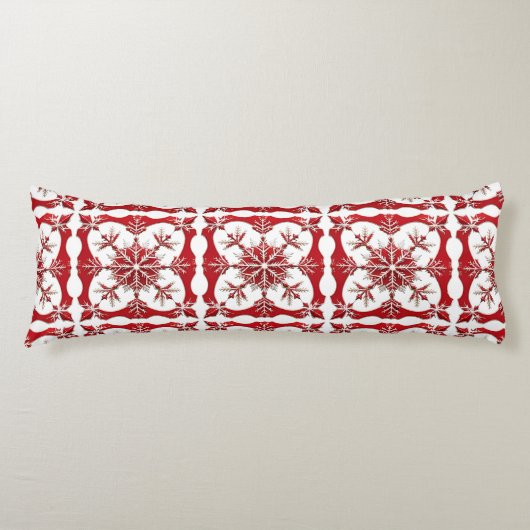 Intricses Red Snowflake Design Seitenschläferkissen (Vorderseite)