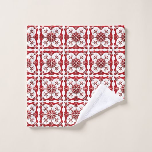 Intricses Red Snowflake Design Waschlappen (Waschlappen)