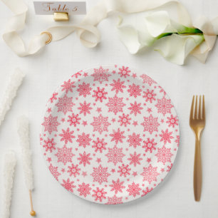 Intricses Red Snowflake Muster Pappteller