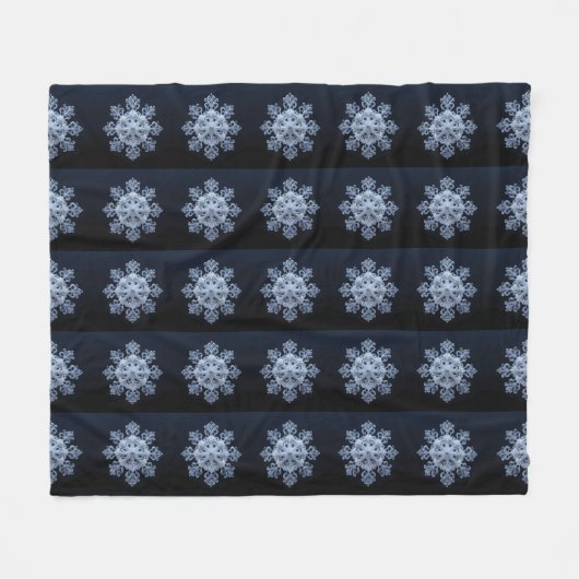 Intricses Snowflake Design auf dunkelblauem Hinter Fleecedecke (Vorderseite (Horizontal))