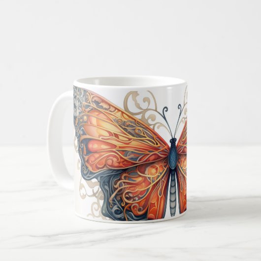 Intricsive Butterfly Design Keramik Tasse (Vorderseite Links)