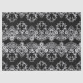 Intrictive weiße Spitzen auf schwarzer Decoupage Seidenpapier (Vorderseite)