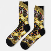 Intrigant detailliertes Mandala mit lebendigen Far Socken (Linkes Detail)