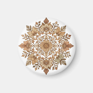 Intrigante Mandala-Blumenkunst in Braun Magnet