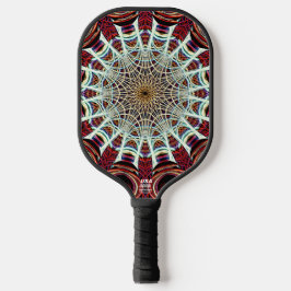 Intrigante rote beige geometrische Web-Mandala-Kun Pickleball Schläger
