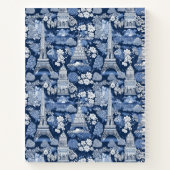 Intrigantes, blaues, pariser Toile-Muster Notizblock (Rückseite)