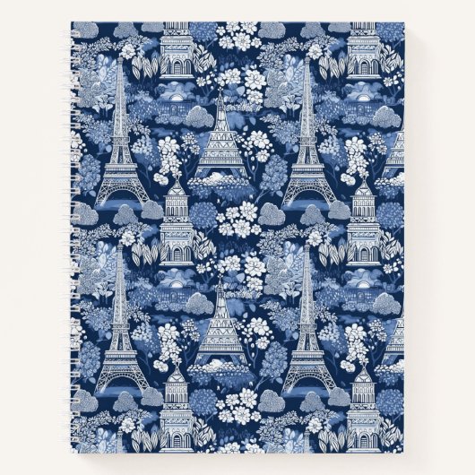 Intrigantes, blaues, pariser Toile-Muster Notizblock (Vorderseite)