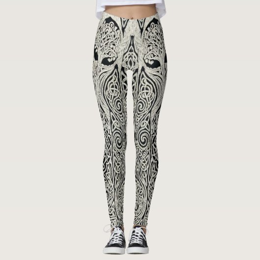 Intrigantes keltisches Baum-des-Lebens-Knotwork-De Leggings (Vorderseite)
