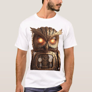 Intrigantes Steampunk-Uhu-Automaton mit leuchtende T-Shirt