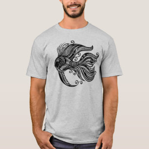 Intrigantes Tribal-Mandala-Kampffisch-Verziertes T T-Shirt