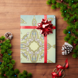 Intrigates Blumenmuster mit symmetrischen Blättern Geschenkpapier
