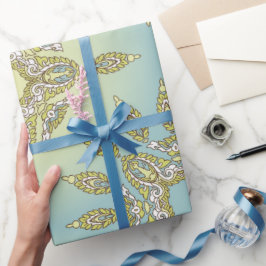 Intrigates Blumenmuster mit symmetrischen Blättern Geschenkpapier