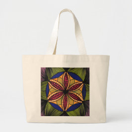 Intrigeerende geometrische Blumen-Mandala-Canvas-T Jumbo Stoffbeutel