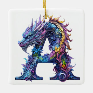 Intriger Drache - Buchstabe A Keramik-Ornament Keramikornament