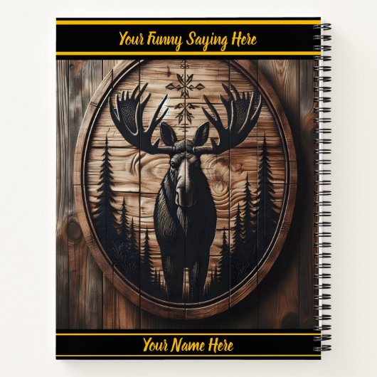 Intrikate Elchschnitzerei im Wald Notizblock (Rückseite)