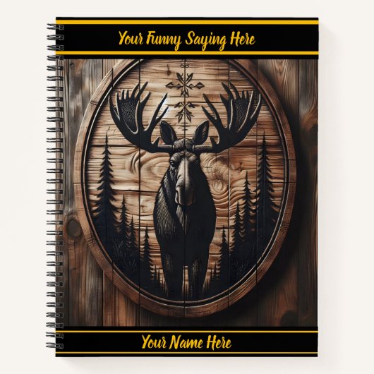 Intrikate Elchschnitzerei im Wald Notizblock (Vorderseite)