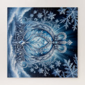 Intrikate, frostbedeckte Krone mit glühenden Edels Puzzle (Horizontal)