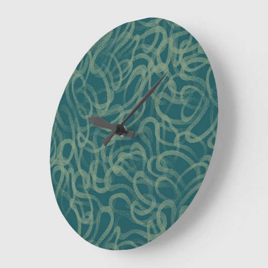 Intrikate, gepolsterte Textur, türkisfarbener abst Große Wanduhr (Winkel)