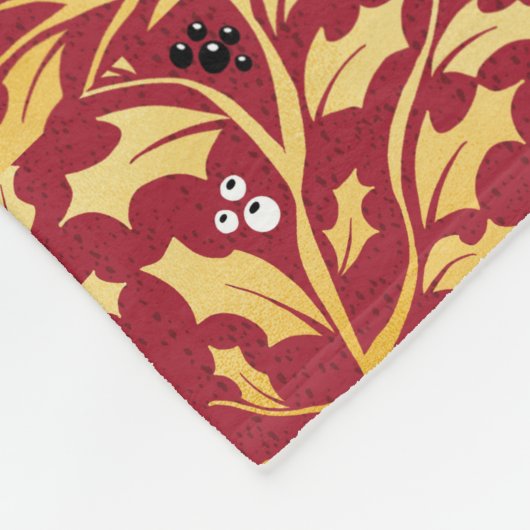 Intrikate goldene und rote, heilige Muster Fleecedecke (Ecke)