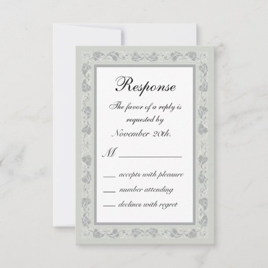 Intrikate Reben auf grauem UAWG RSVP Karte (Vorderseite)