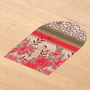 Intrikates Stoffdesign mit Blumenmuster Acryleinladungen