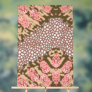 Intrikates Stoffdesign mit Blumenmuster Acrylschild