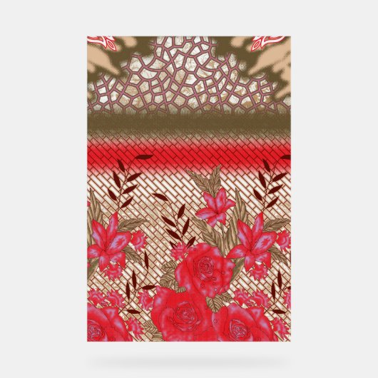 Intrikates Stoffdesign mit Blumenmuster Acrylschild (Vorderseite)