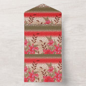 Intrikates Stoffdesign mit Blumenmuster All In One Einladung (Innen)