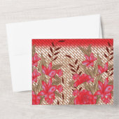 Intrikates Stoffdesign mit Blumenmuster All In One Einladung (Rückseite)