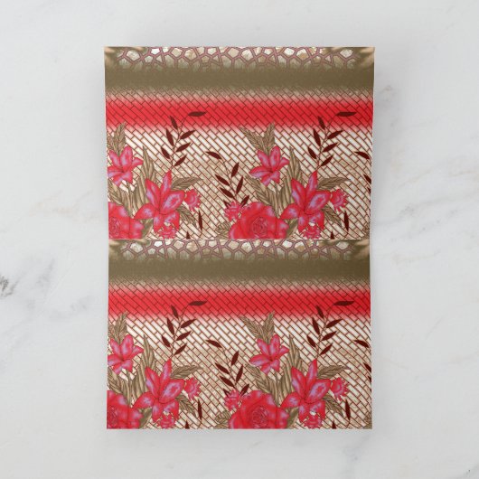 Intrikates Stoffdesign mit Blumenmuster Dankeskarte (Innenseite)