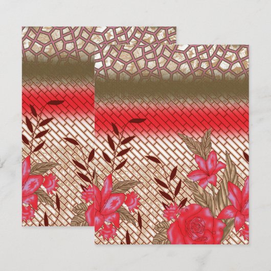 Intrikates Stoffdesign mit Blumenmuster Dankeskarte (Vorne/Hinten)