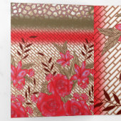 Intrikates Stoffdesign mit Blumenmuster Dreifach Gefaltete Urlaubskarte (Innen Erste Seite)