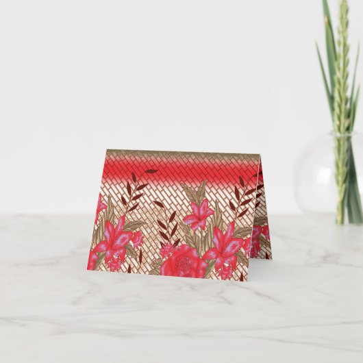 Intrikates Stoffdesign mit Blumenmuster Einladung (Vorderseite)