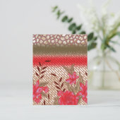 Intrikates Stoffdesign mit Blumenmuster Feiertagskarte (Stehend Vorderseite)