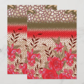 Intrikates Stoffdesign mit Blumenmuster Feiertagskarte (Vorne/Hinten)