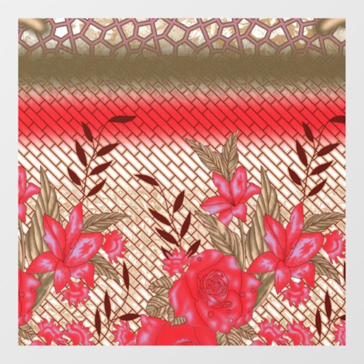 Intrikates Stoffdesign mit Blumenmuster Fensteraufkleber (Blatt)