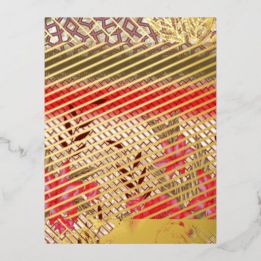 Intrikates Stoffdesign mit Blumenmuster Folien Feiertagspostkarte (Vorderseite)