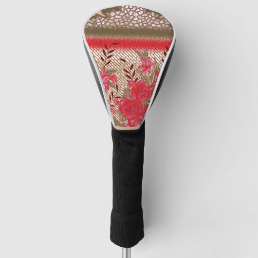Intrikates Stoffdesign mit Blumenmuster Golf Headcover (Vorderseite)