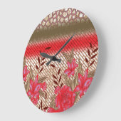 Intrikates Stoffdesign mit Blumenmuster Große Wanduhr (Winkel)