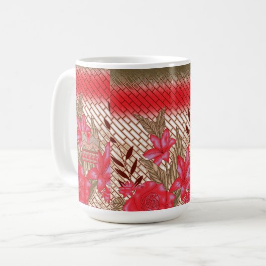 Intrikates Stoffdesign mit Blumenmuster Kaffeetasse (Vorderseite Links)