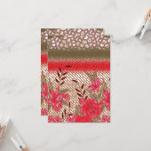 Intrikates Stoffdesign mit Blumenmuster Karte (Vorderseite/Rückseite Beispiel)