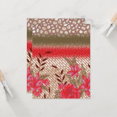 Intrikates Stoffdesign mit Blumenmuster Karte (Vorderseite/Rückseite Beispiel)
