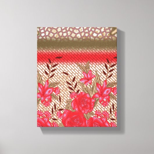 Intrikates Stoffdesign mit Blumenmuster Leinwanddruck (Vorderseite)