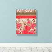 Intrikates Stoffdesign mit Blumenmuster Leinwanddruck (Insitu (Holzboden))